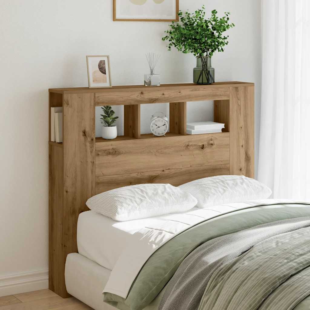 LED Headboard Artisan Oak 120x18.5x103.5 cm Engineered Wood