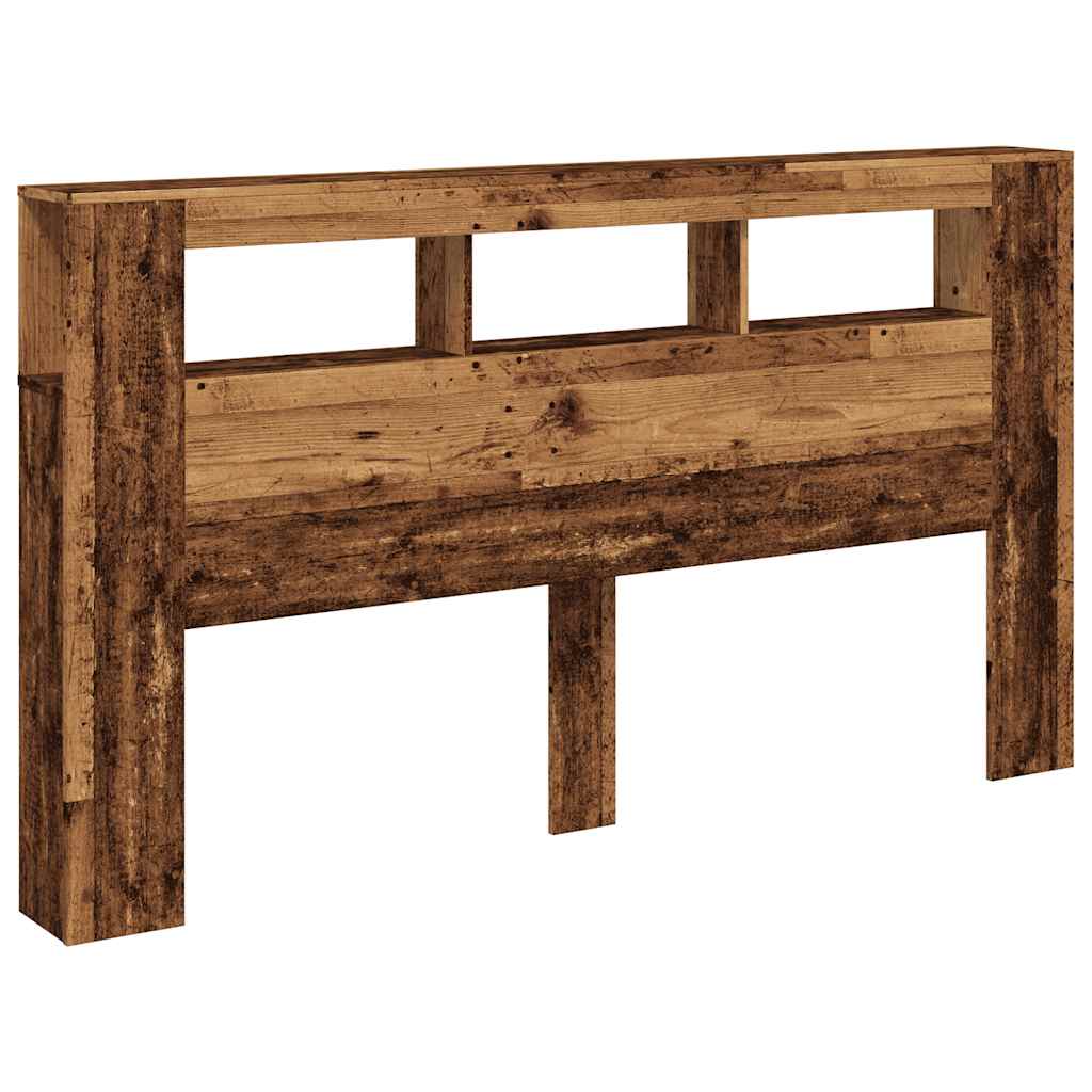 LED Headboard Old Wood 180x18.5x103.5 cm Engineered Wood