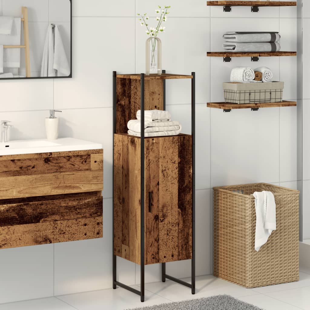 Bathroom Cabinet Old Wood 33x33x120,5 cm Engineered Wood