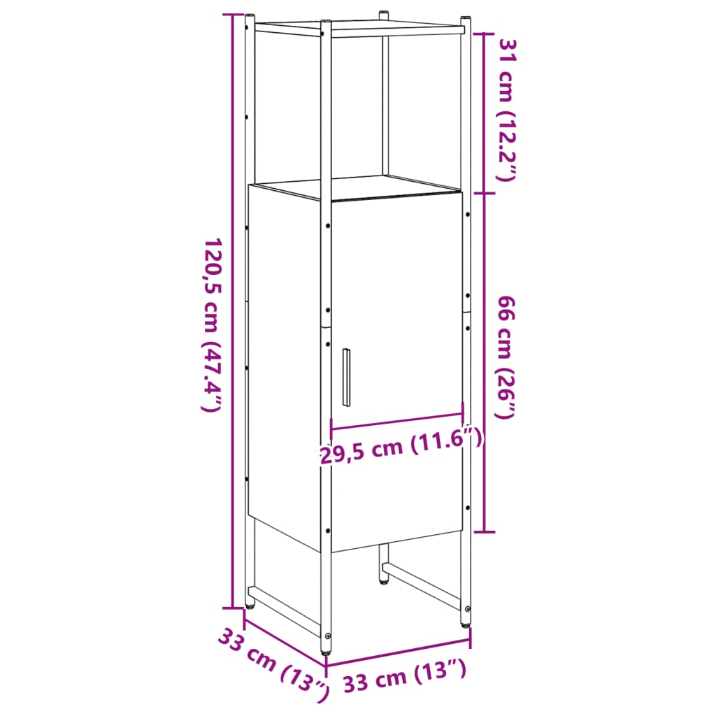 vidaXL Bathroom Cabinet Artisan Oak 33x33x120.5 cm Engineered Wood