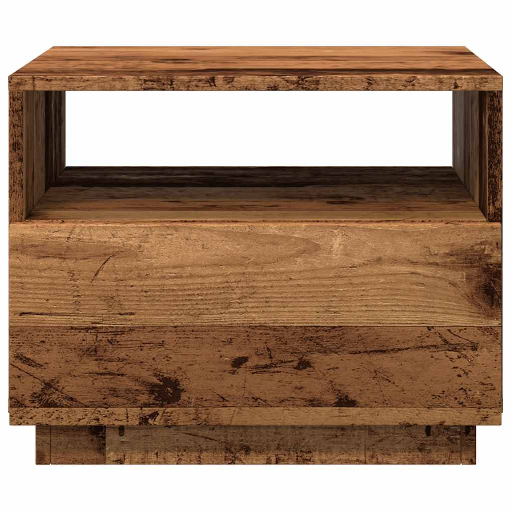 Coffee Table with LED Lights Old Wood 50x49x40 cm