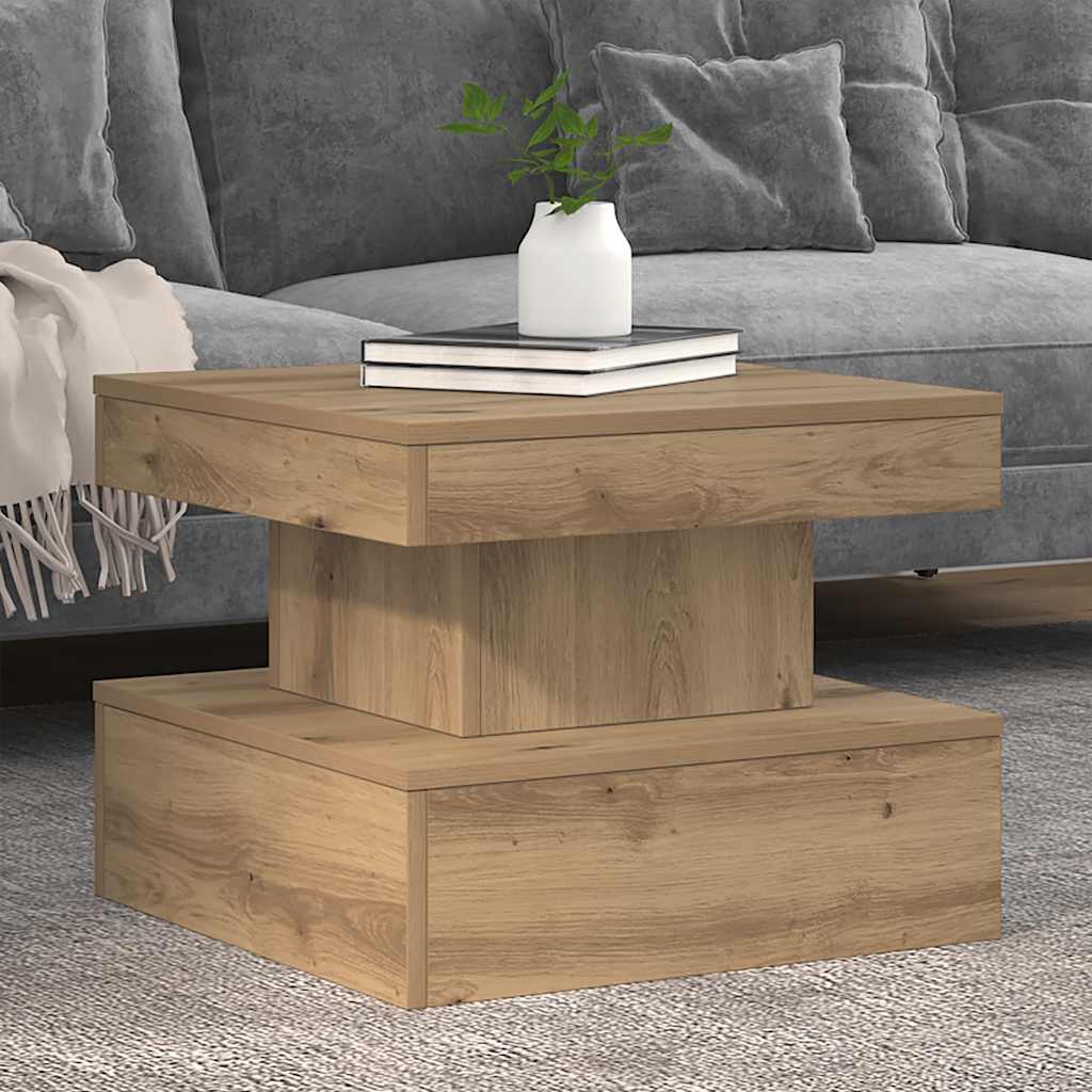 Coffee Table with LED Lights Artisian Oak 50x50x40 cm