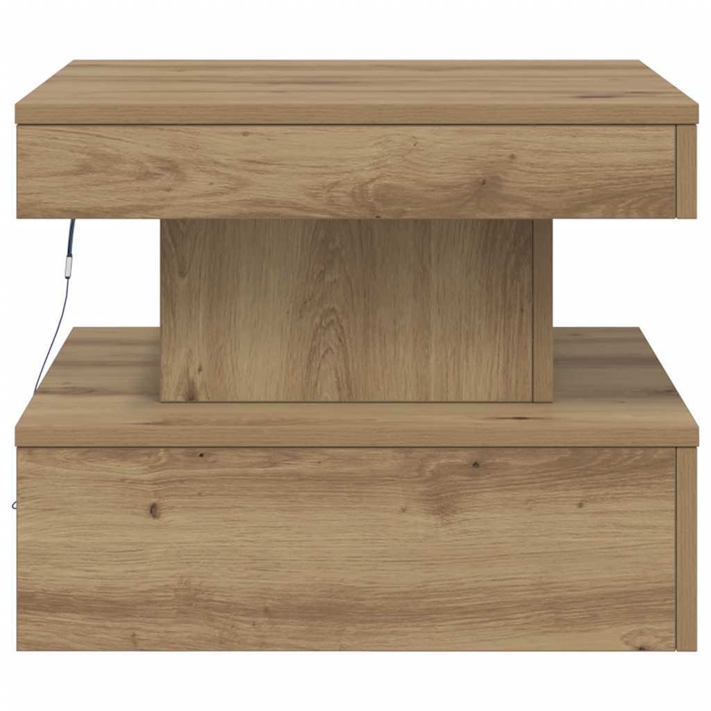 Coffee Table with LED Lights Artisian Oak 50x50x40 cm