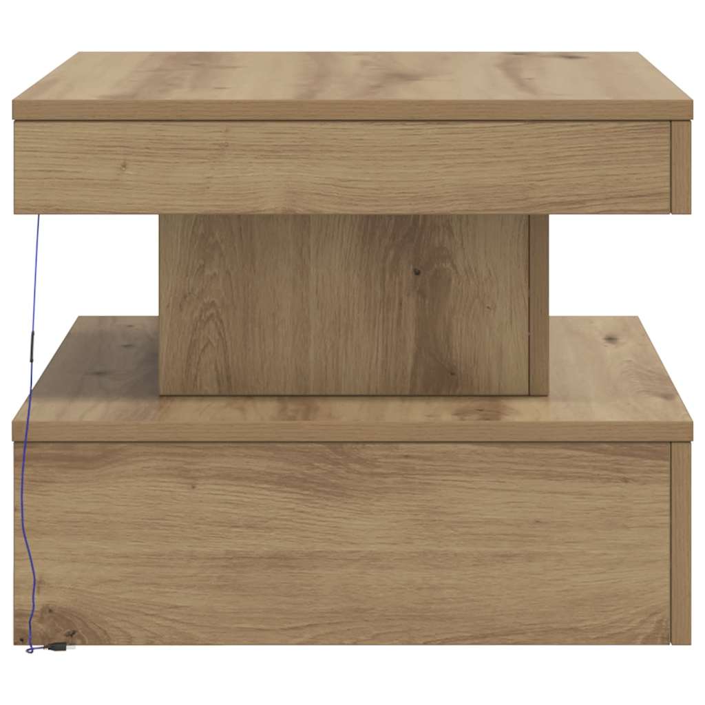 Coffee Table with LED Lights Artisian Oak 50x50x40 cm