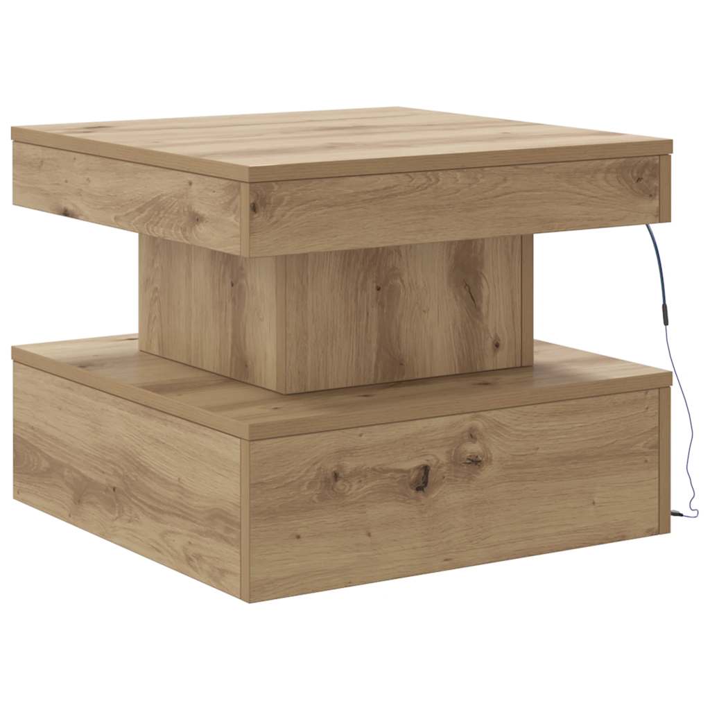 Coffee Table with LED Lights Artisian Oak 50x50x40 cm