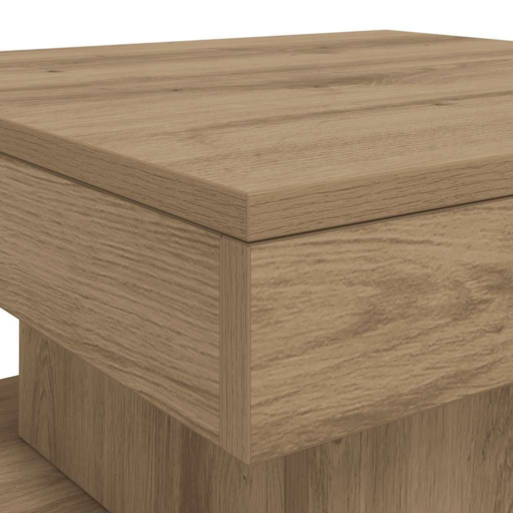 Coffee Table with LED Lights Artisian Oak 50x50x40 cm