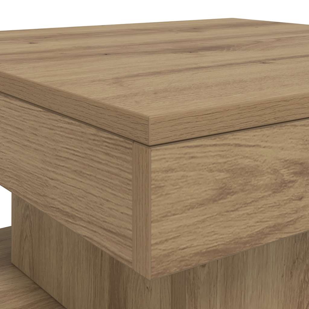 Coffee Table with LED Lights Artisian Oak 90x50x40 cm