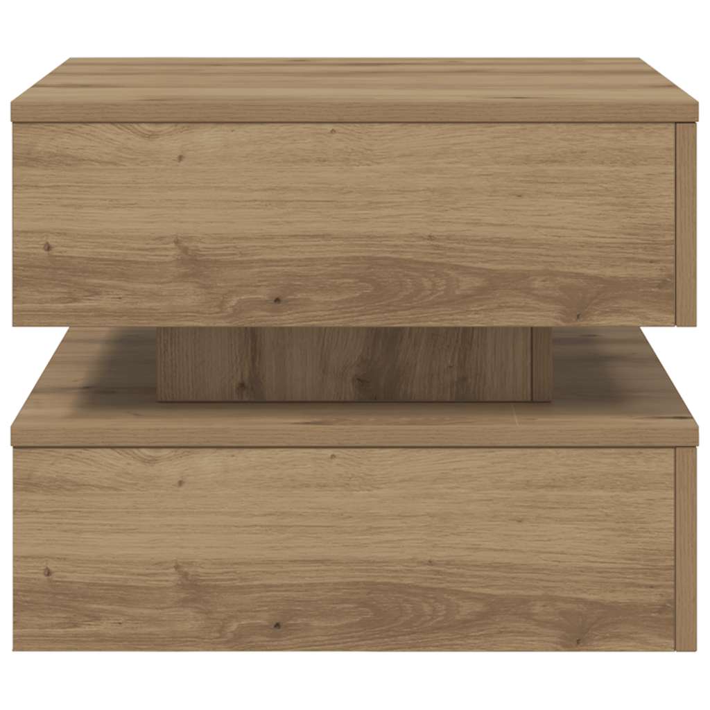 Coffee Table with LED Lights Artisian Oak 50x50x40 cm