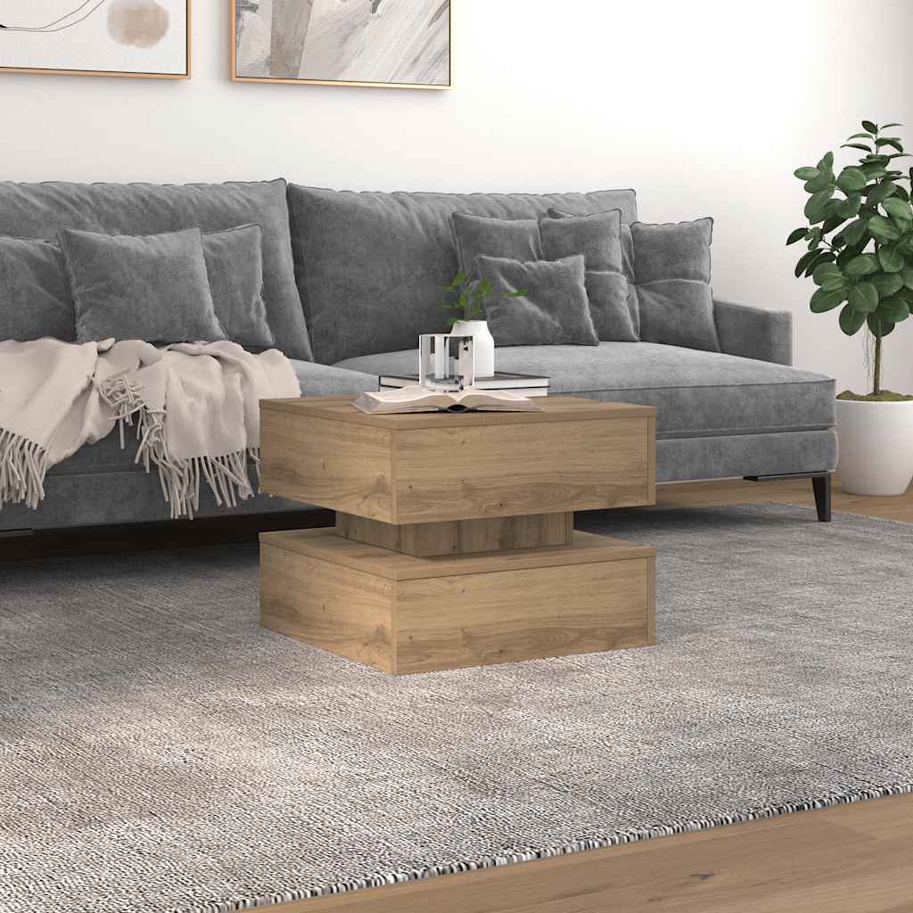 Coffee Table with LED Lights Artisian Oak 50x50x40 cm