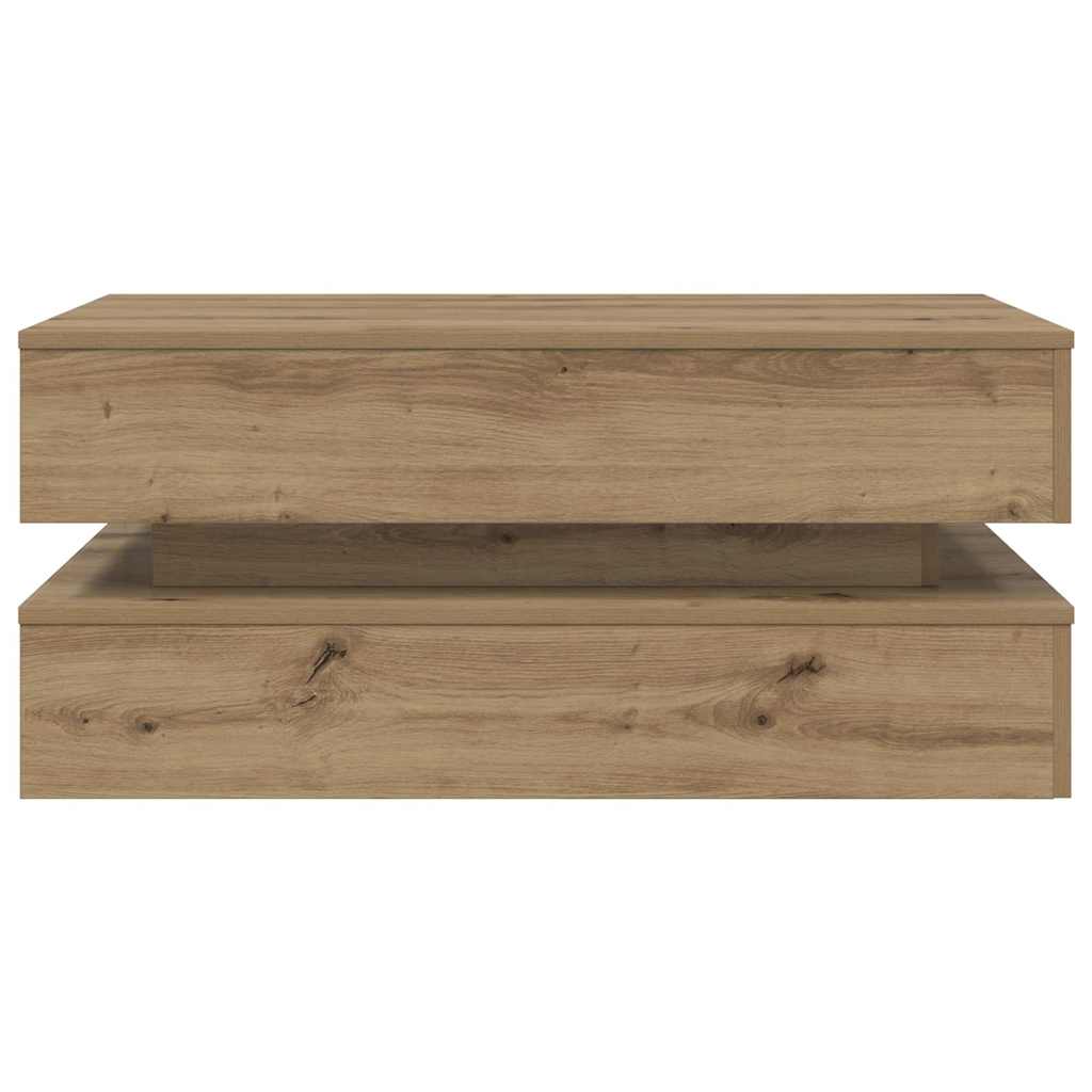 Coffee Table with LED Lights Artisian Oak 90x50x40 cm