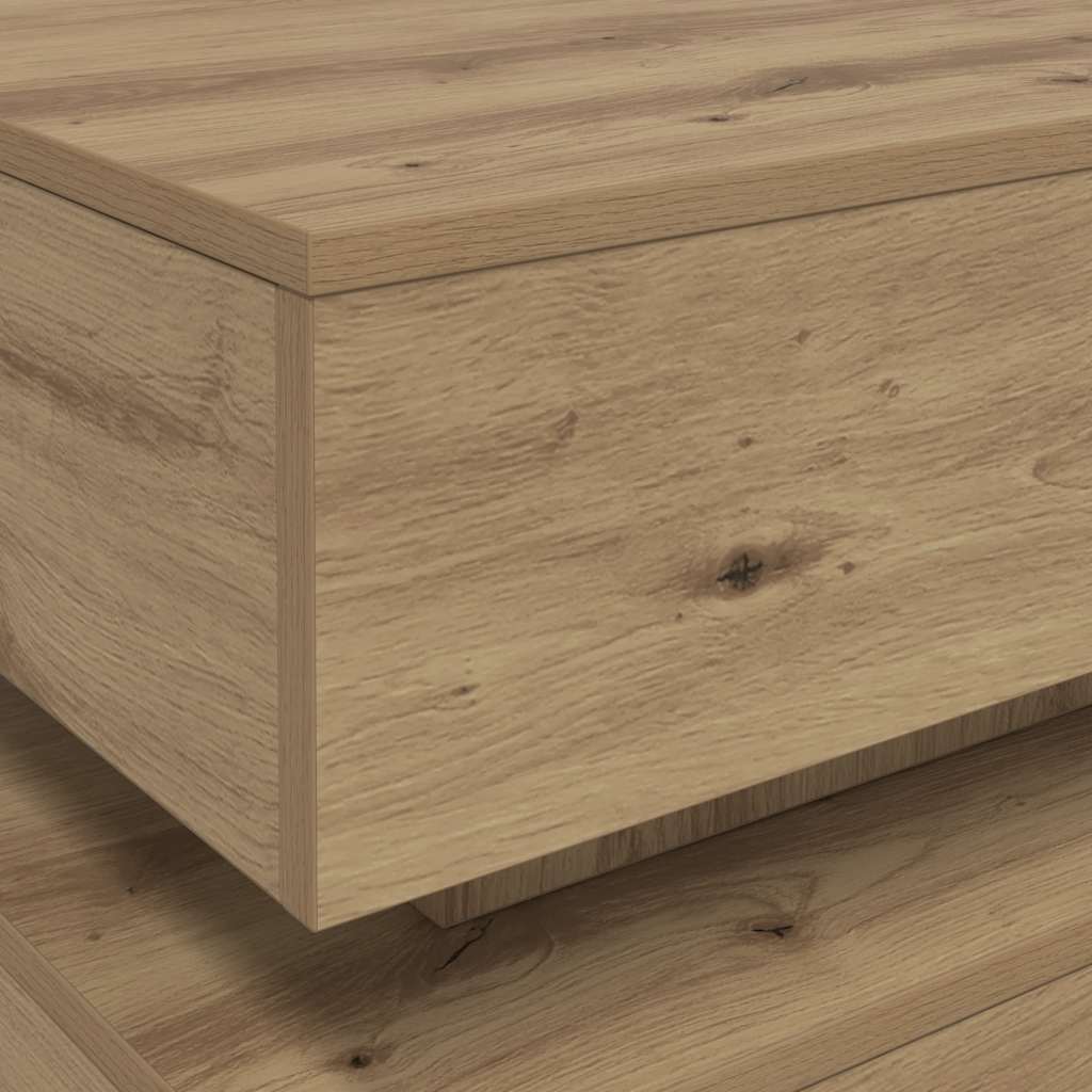 Coffee Table with LED Lights Artisian Oak 90x50x40 cm