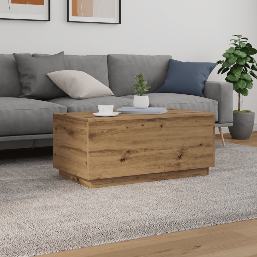 vidaXL Coffee Table with LED Lights Artisan Oak 90x50x40 cm