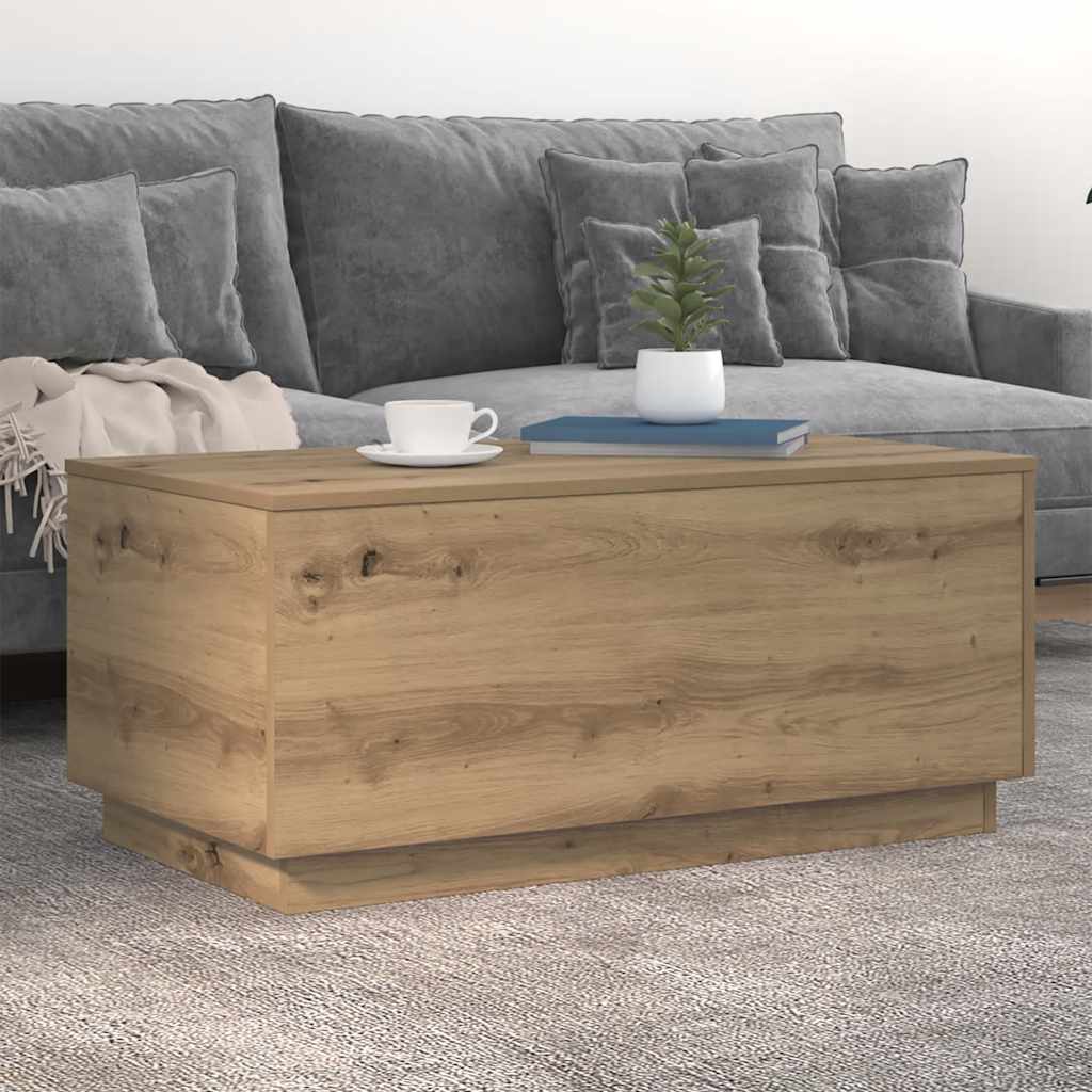 Coffee Table with LED Lights Artisan Oak 90x50x40 cm