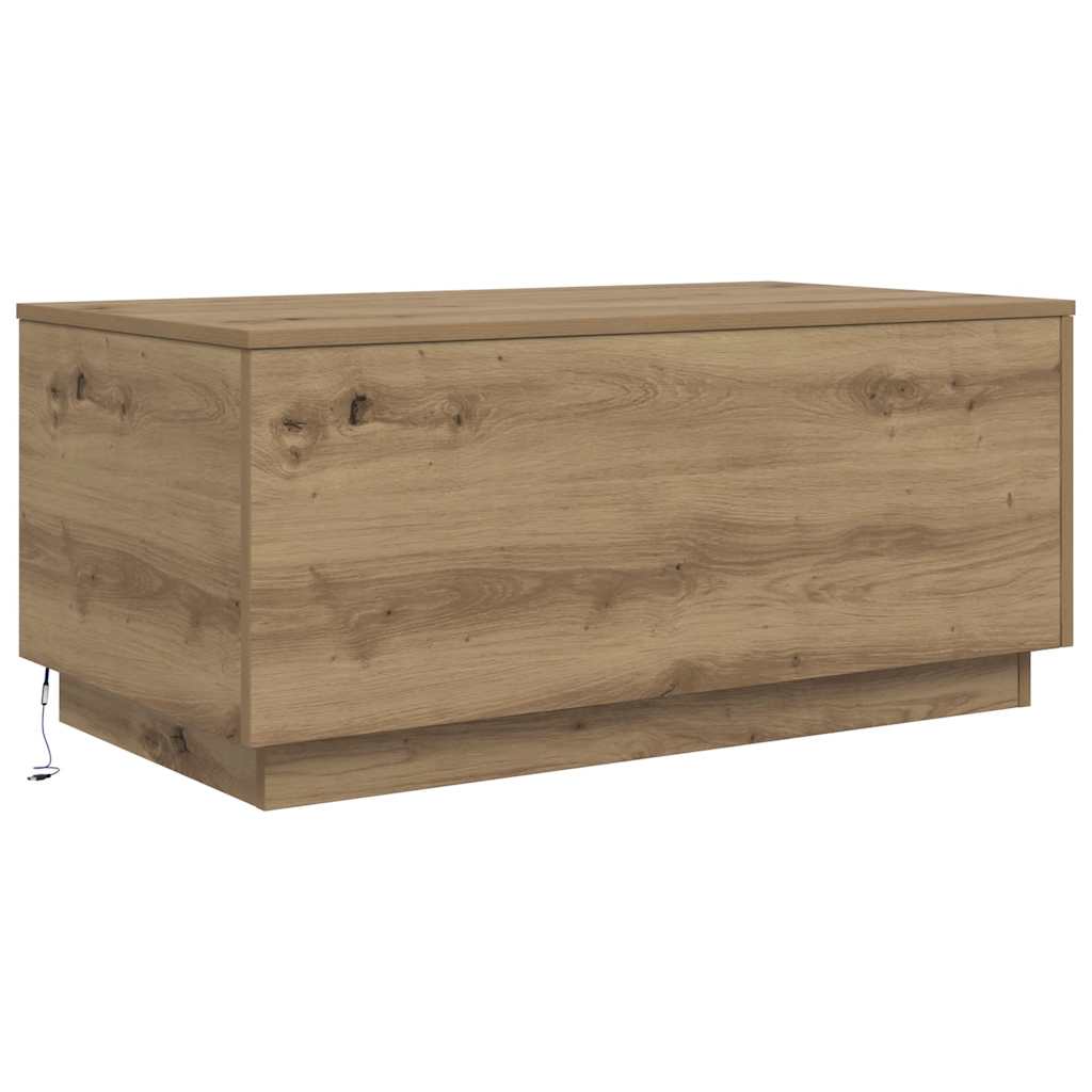 Coffee Table with LED Lights Artisan Oak 90x50x40 cm