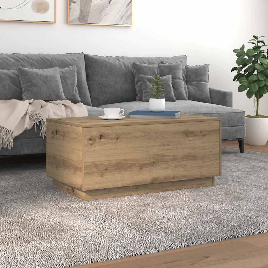 Coffee Table with LED Lights Artisan Oak 90x50x40 cm