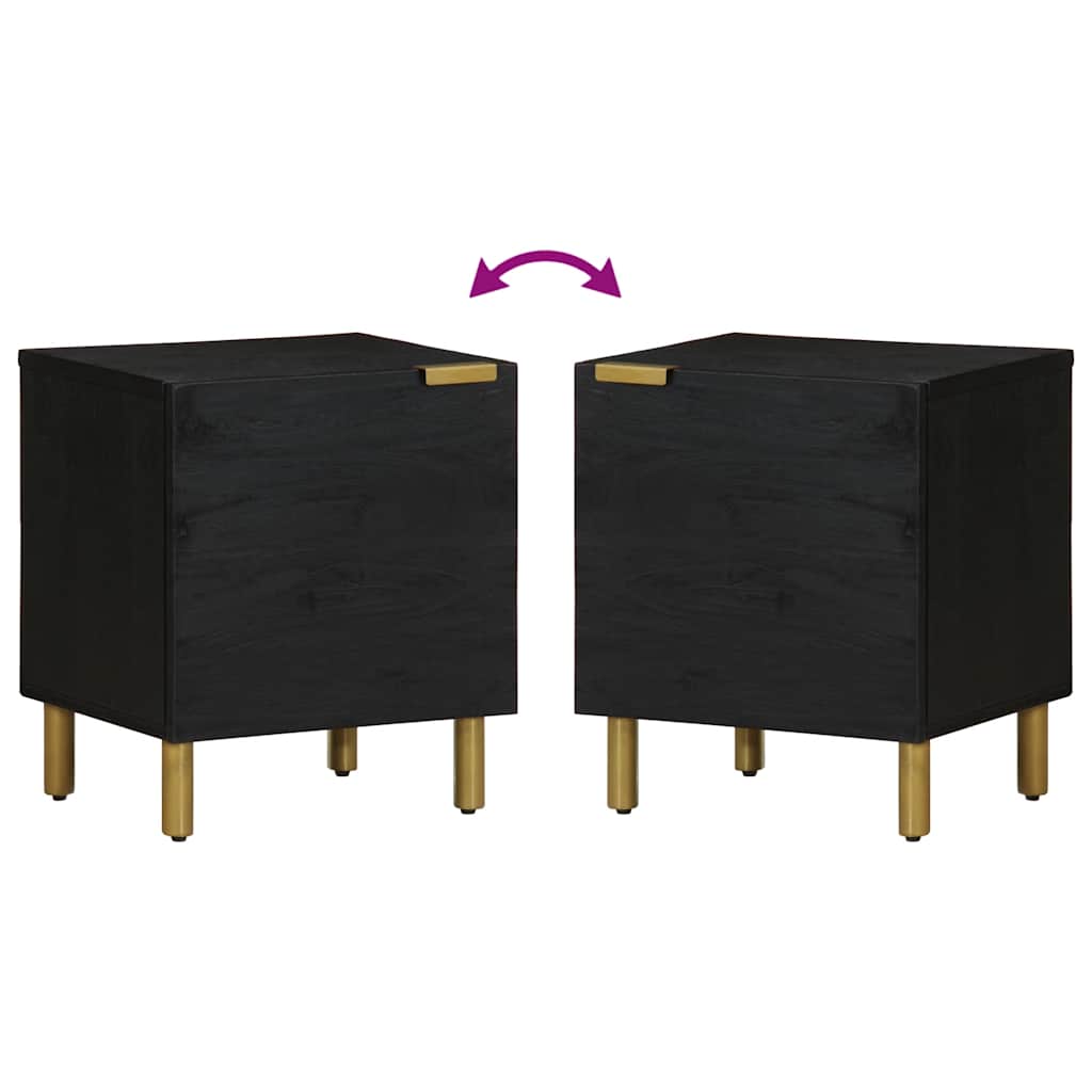 Bedside Cabinet Black 40x33x46 cm Solid Wood Mango