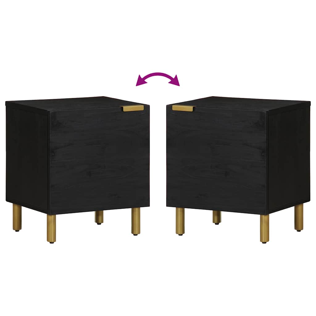 Bedside Cabinet Black 40x33x46 cm Solid Wood Mango