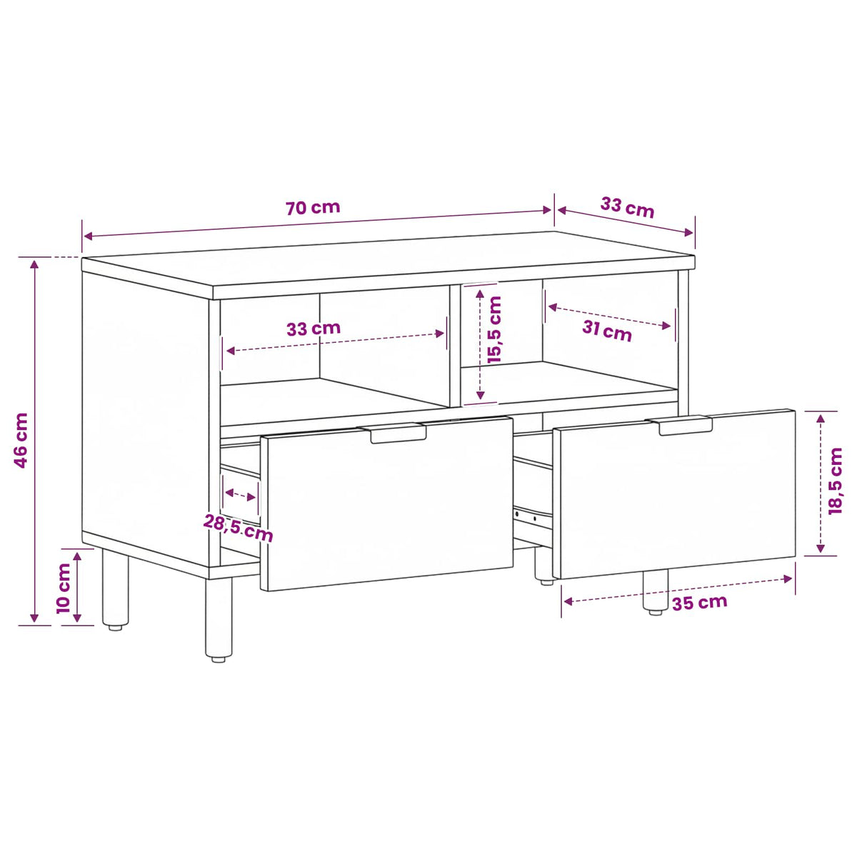 TV Cabinet Black 70x33x46 cm Engineered Wood