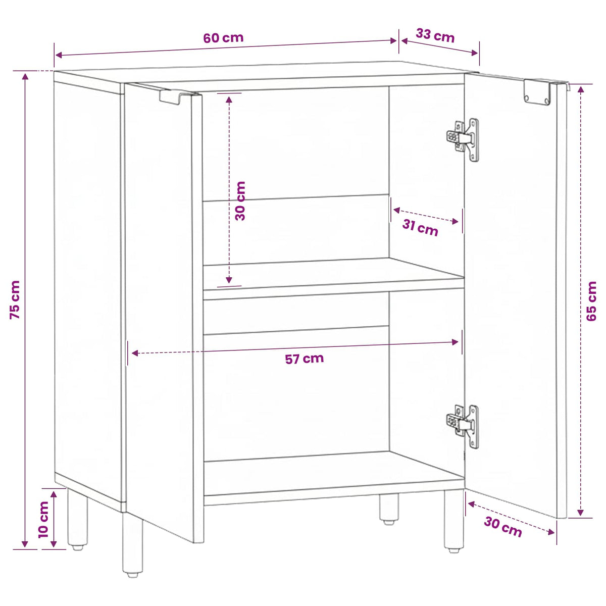 Sideboard Black 60x33x75 cm Engineered Wood