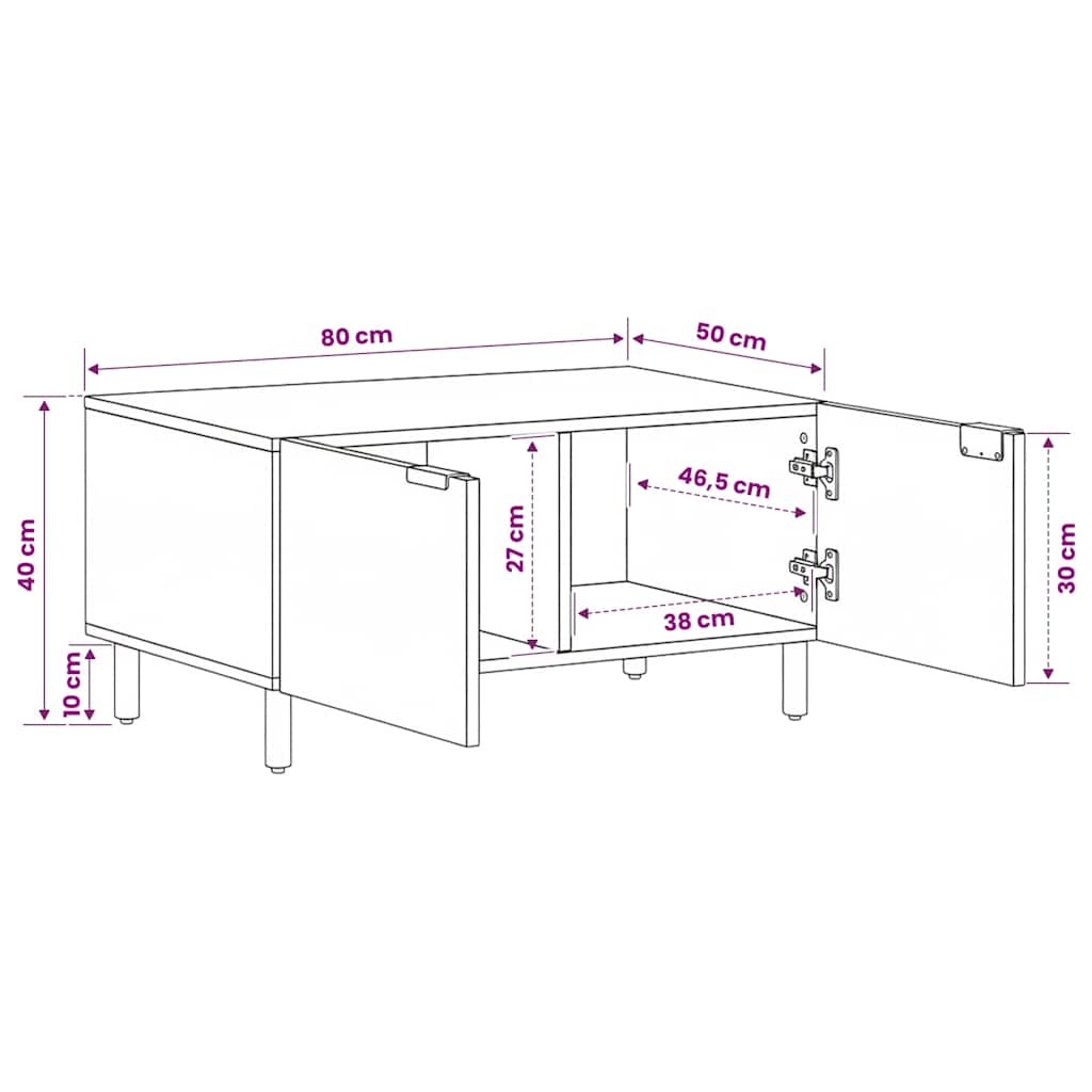 Coffee Table Black 80x50x40 cm Engineered Wood