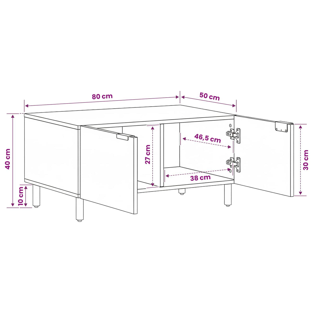 Coffee Table Black 80x50x40 cm Engineered Wood