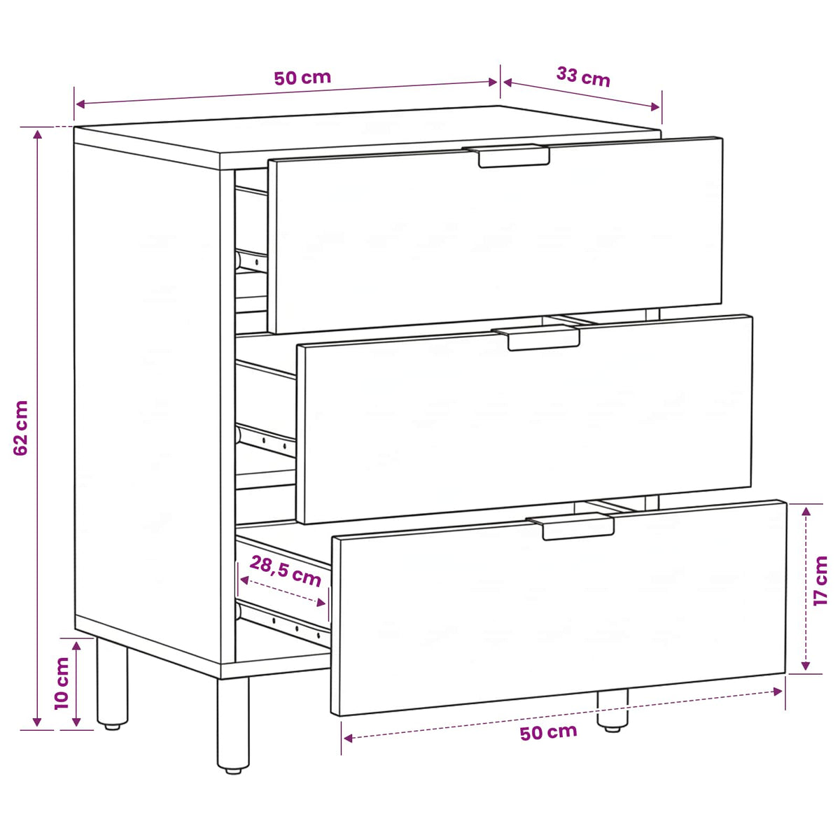 Bedside Cabinet Black 50x33x62 cm Engineered Wood