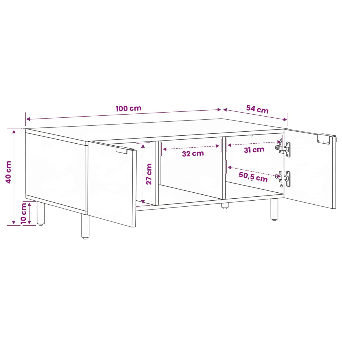Coffee Table Black 100x54x40 cm Engineered Wood