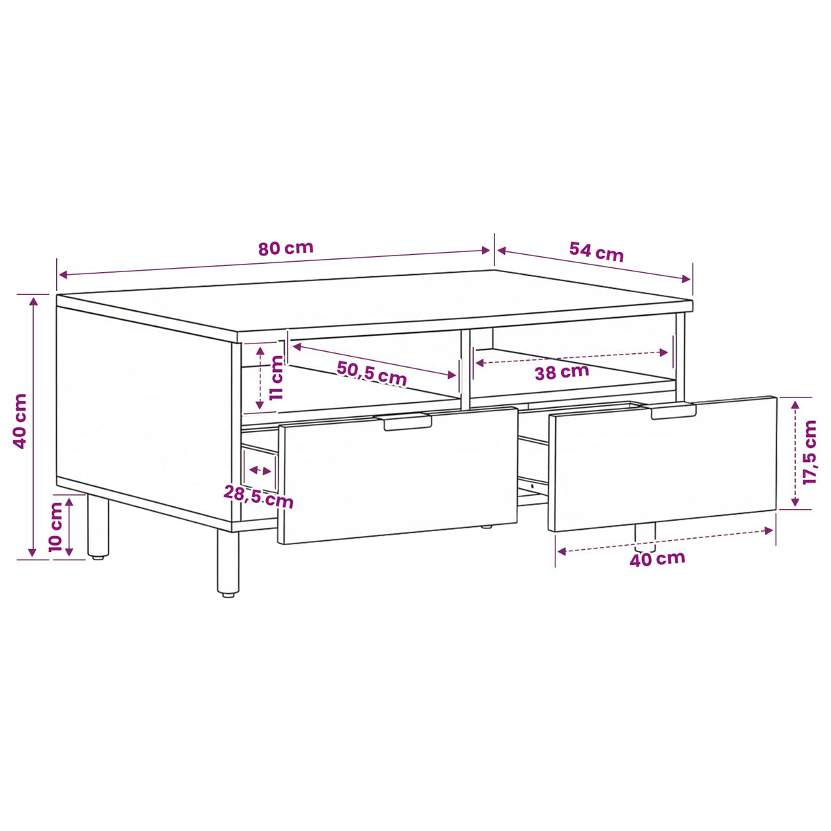 Coffee Table Black 80x54x40 cm Engineered Wood