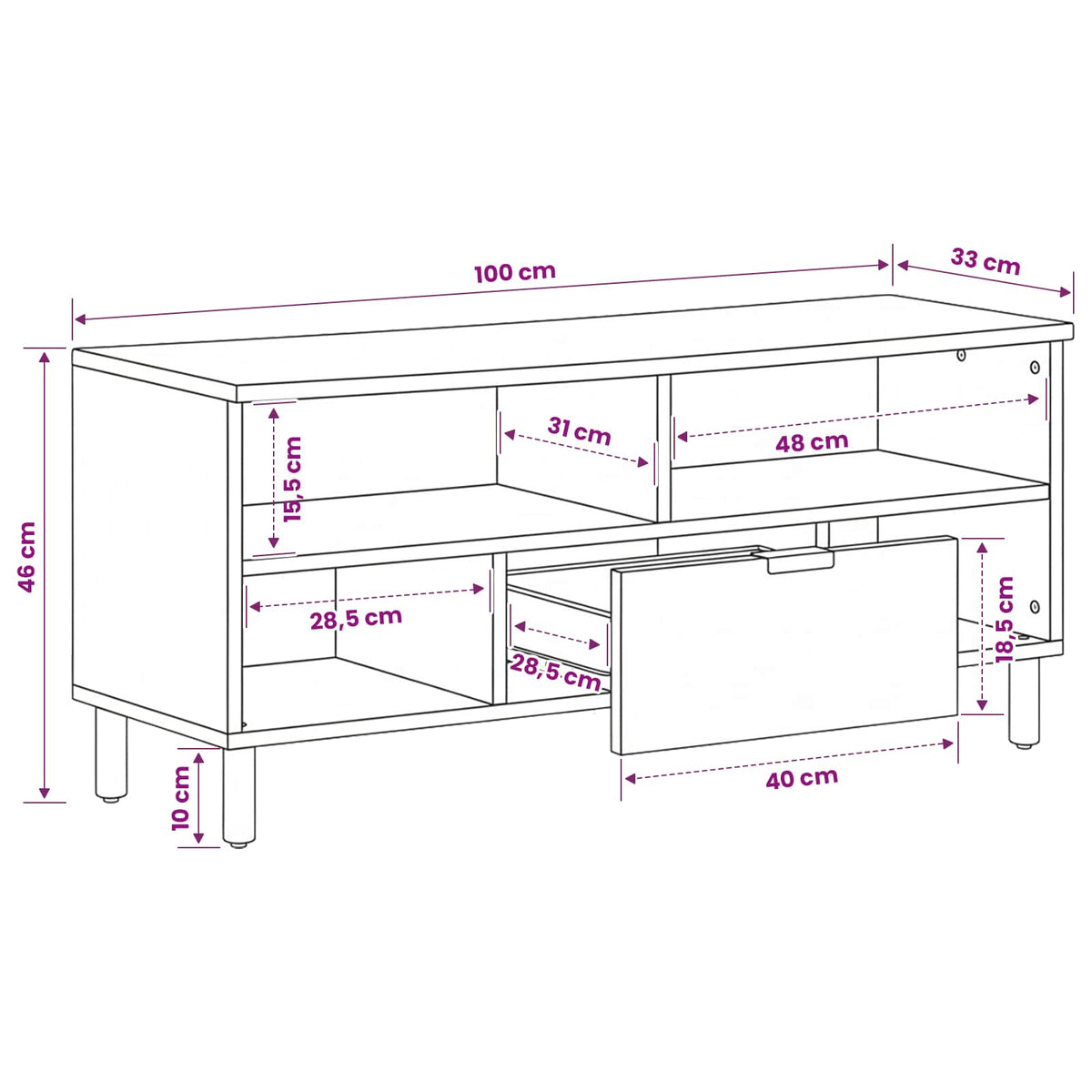 TV Cabinet Black 100x33x46 cm Engineered Wood