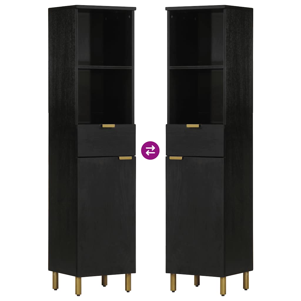 Bathroom Cabinet Black 38x33x160 cm Solid Wood Mango