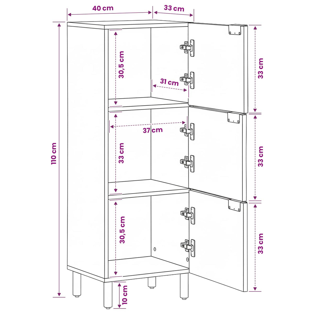 Highboard Black 40x33x110 cm Engineered Wood