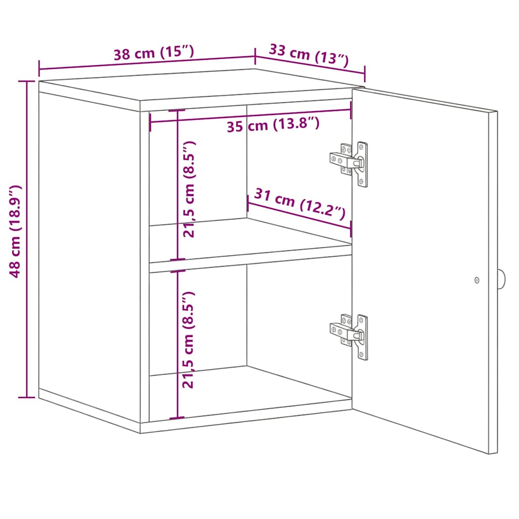 Wall-mounted Bathroom Cabinet Black 38x33x48cm Solid Wood Mango