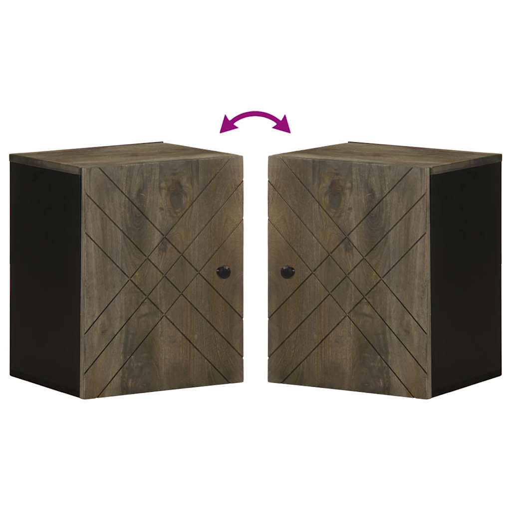 Wall-mounted Bathroom Cabinet Black 38x33x48cm Solid Wood Mango