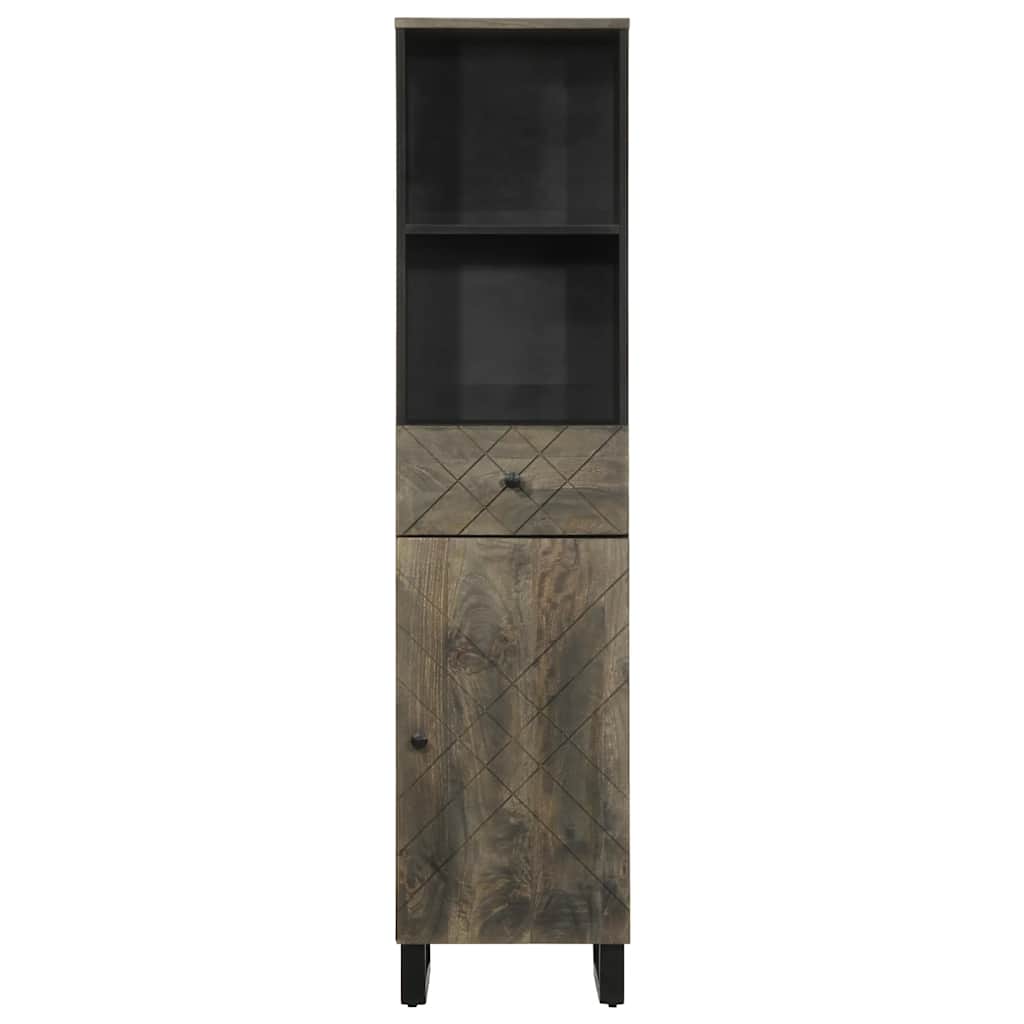 Bathroom Cabinet Black 38x33x160 cm Solid Wood Mango