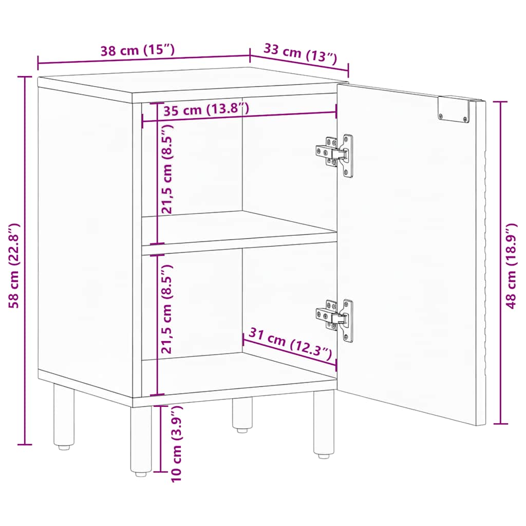 Bathroom Cabinet Brown 38x33.5x58 cm Solid Wood Mango