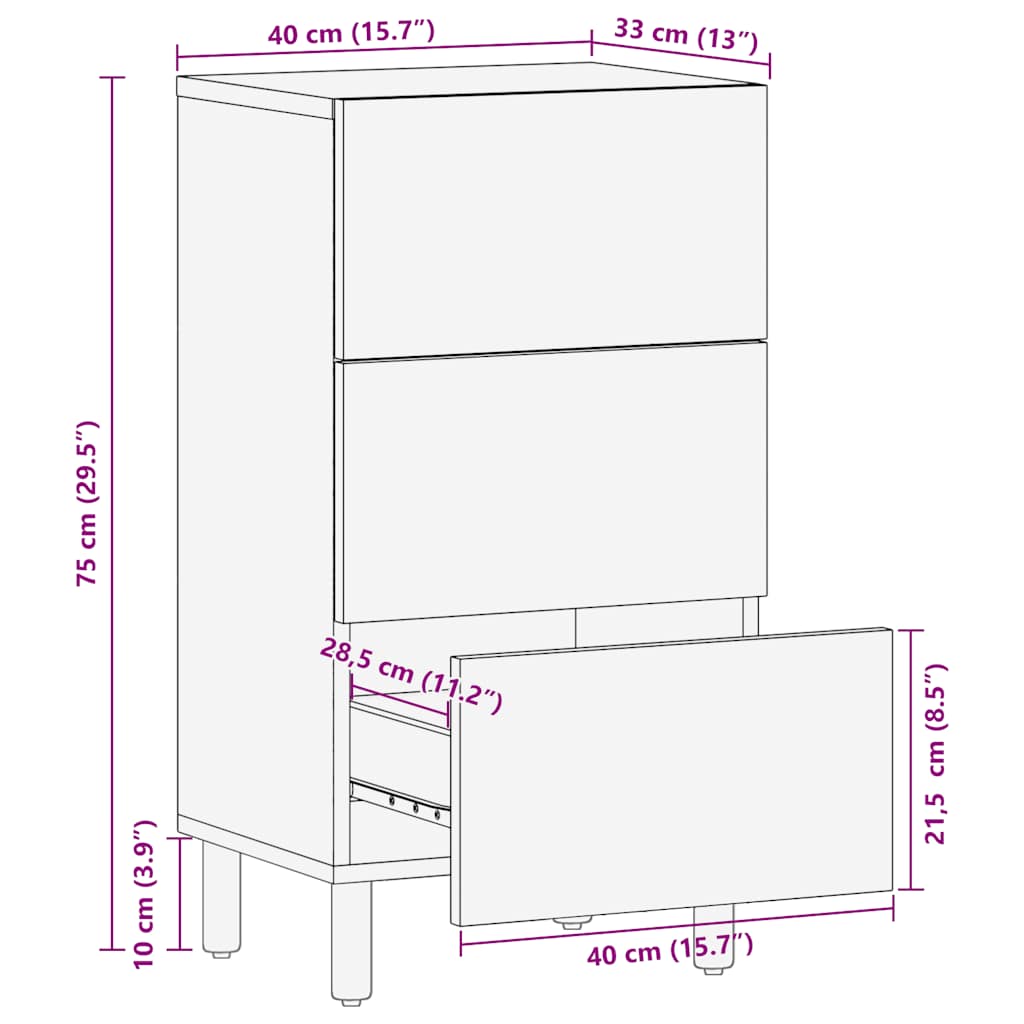 vidaXL Sideboard Brown 40x33x75 cm Solid Wood Mango