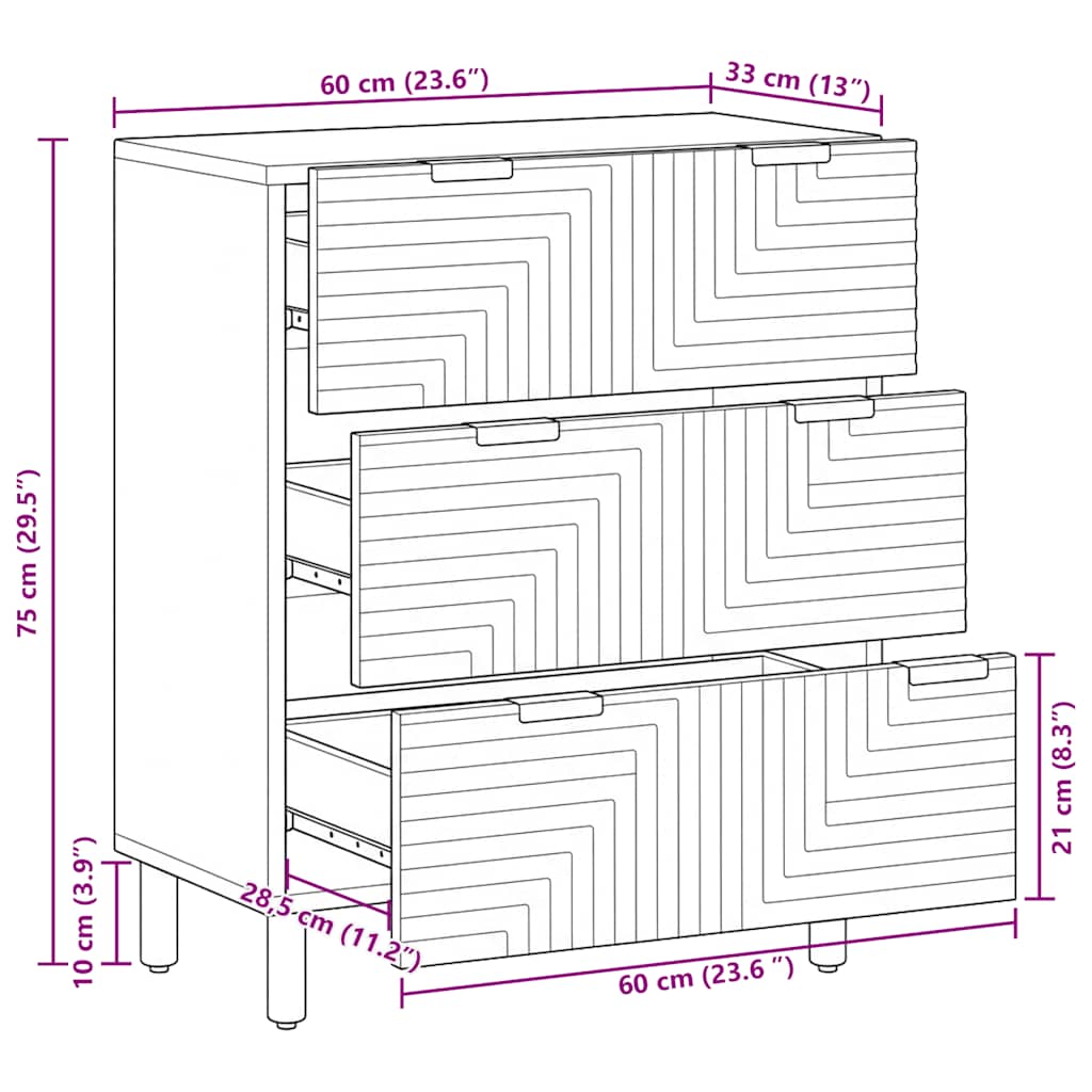 Sideboard 60x33x75 cm Solid Wood Acacia