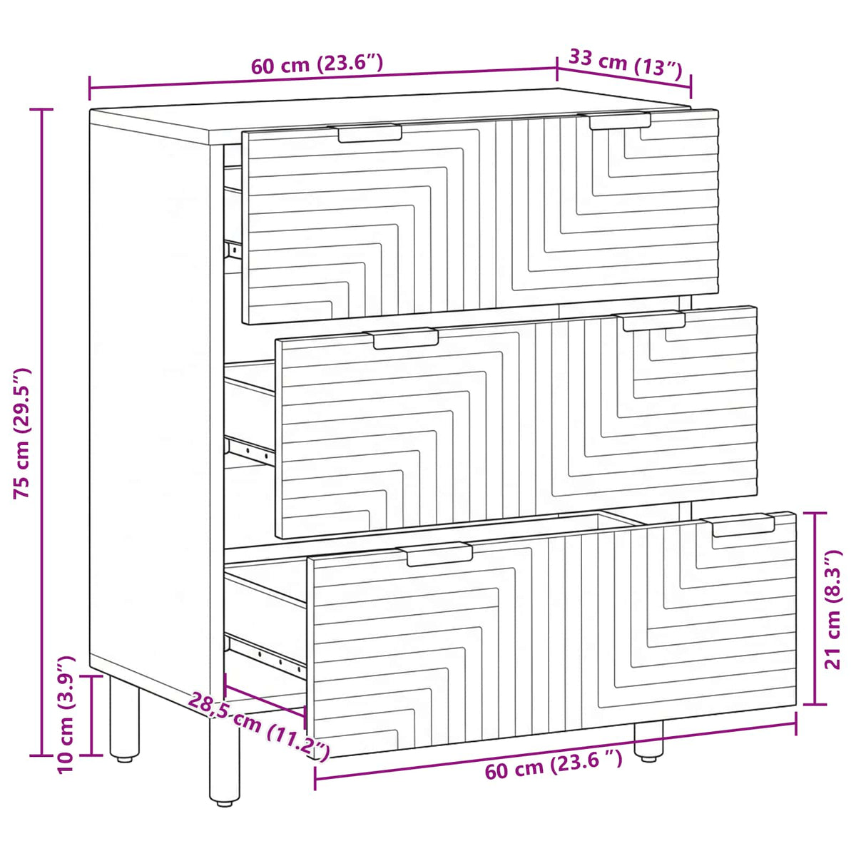 Sideboard 60x33x75 cm Solid Wood Acacia