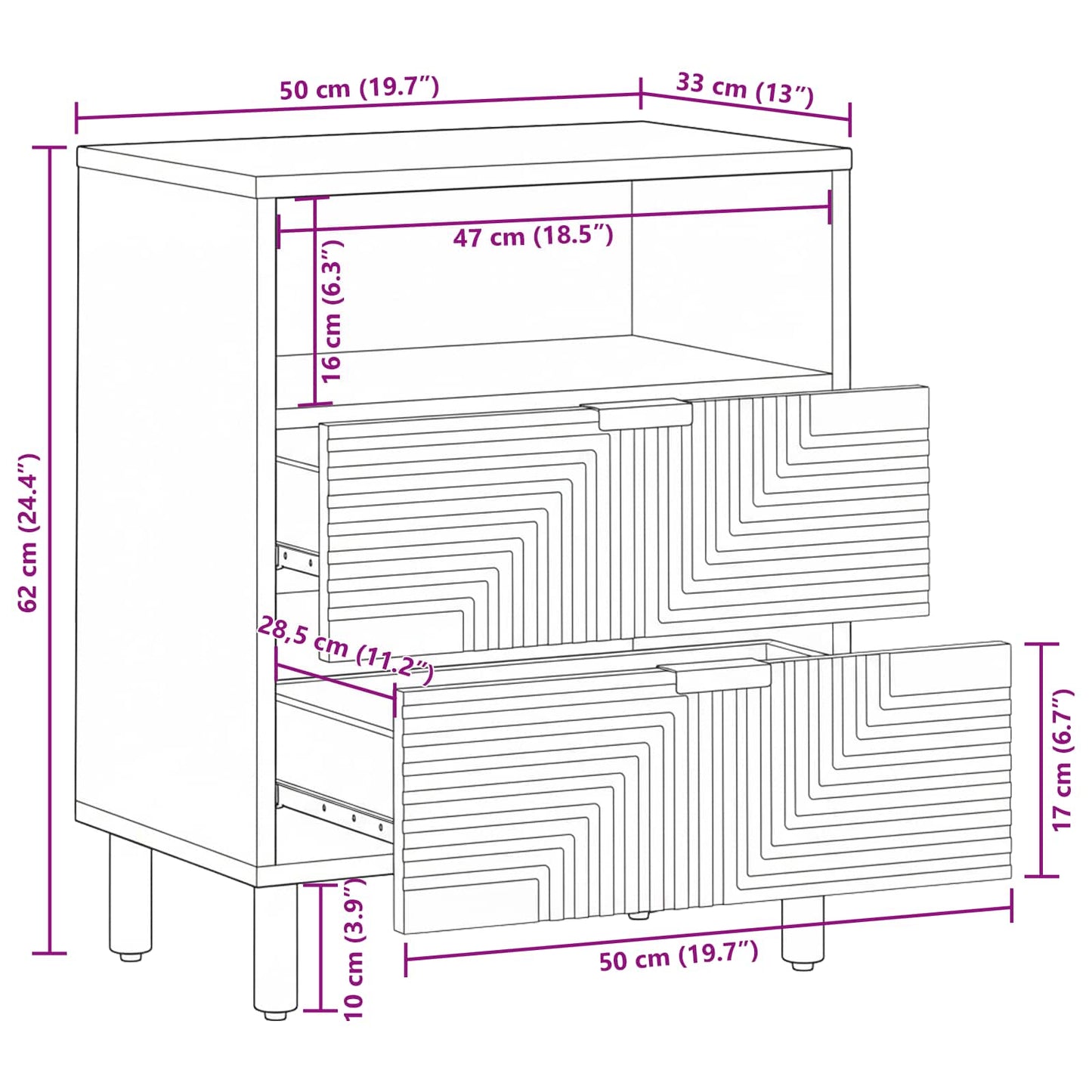 Bed Cabinet Brown 50 x 33 x 62 cm Solid Acacia Wood