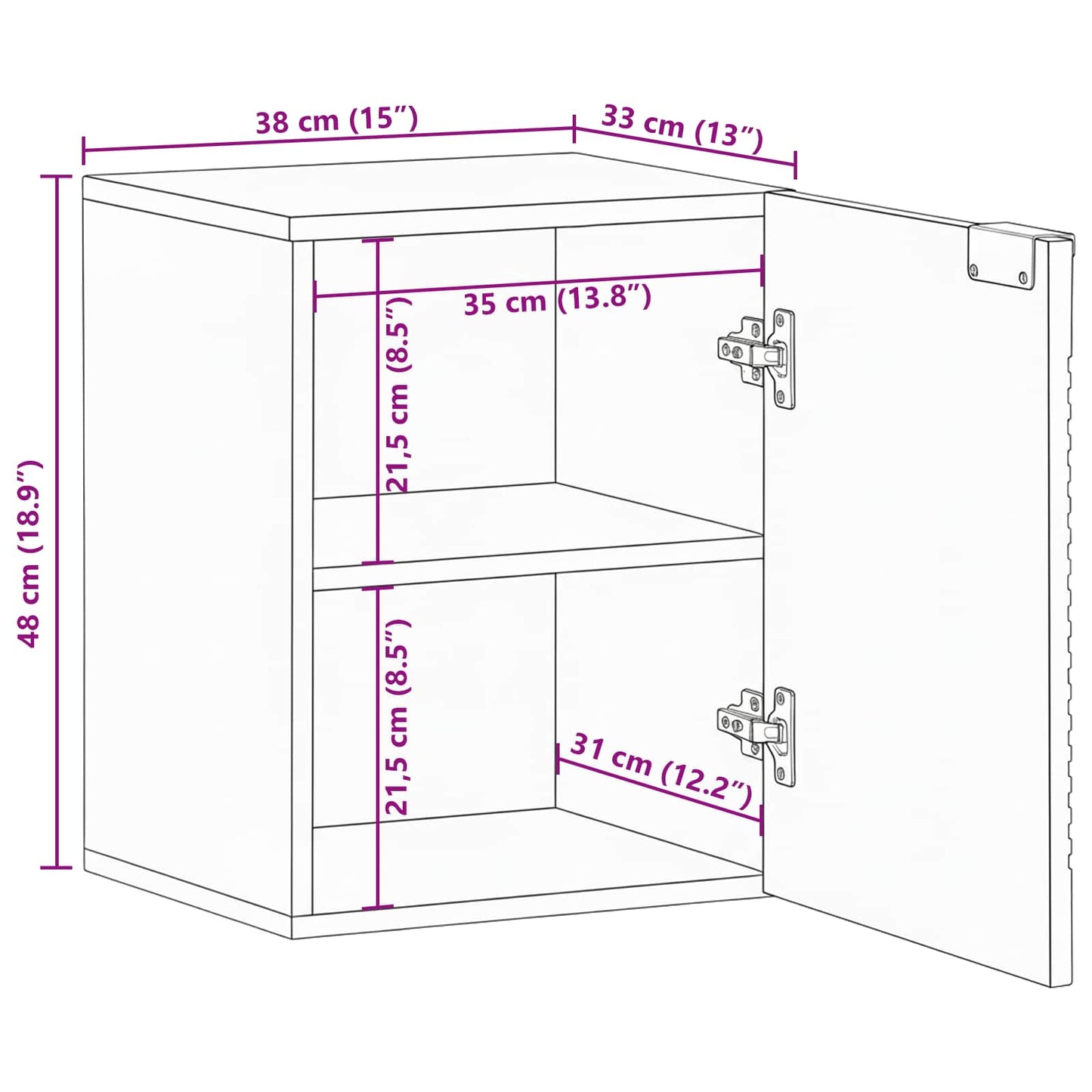 Bathroom Hanging Cabinet Brown 38 x 33 x 48 cm Solid Mango Wood