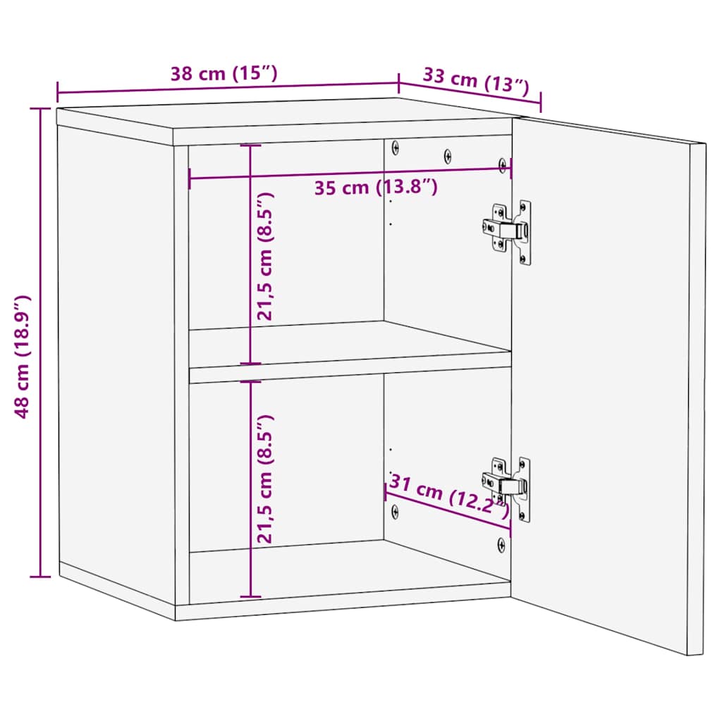 vidaXL Bathroom Wall Cabinet 38x33x48 cm Solid Wood Mango