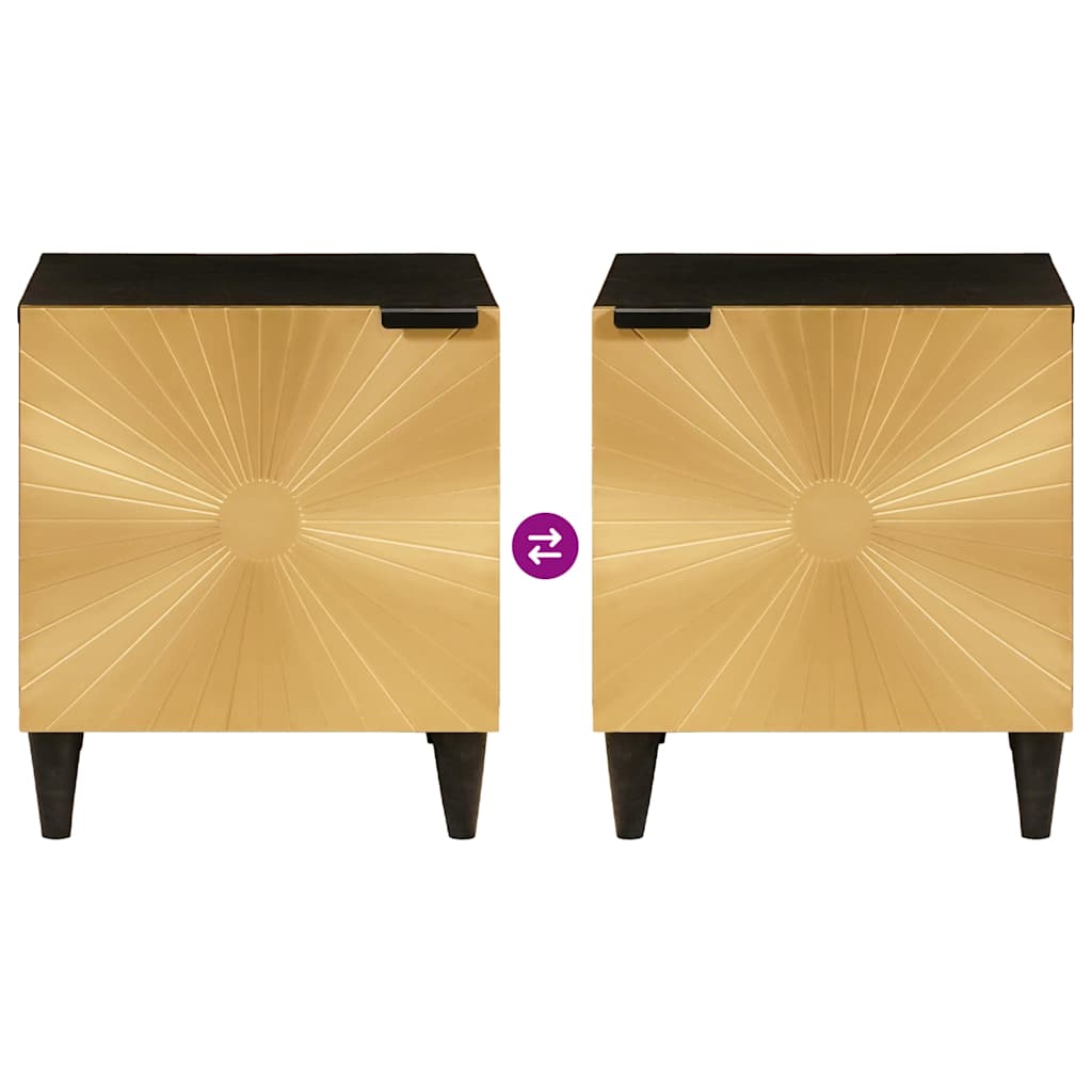 Bedside Cabinet Black and Gold 40 x 33 x 46 cm Engineered Wood