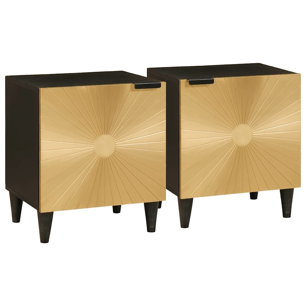 Bedside Cabinet 2 pcs Black and Gold 40 x 33 x 46 cm