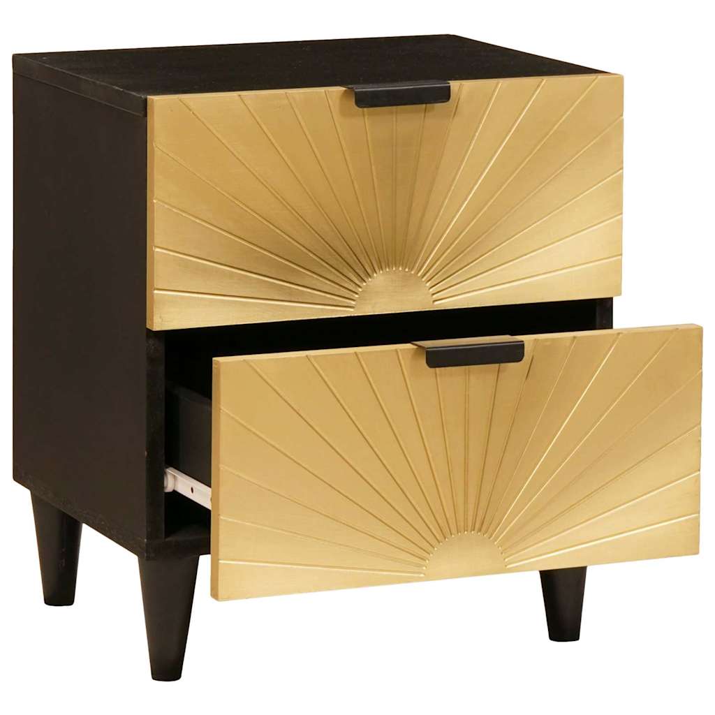 Bedside Cabinet Black and Gold 40 x 33 x 46 cm Engineered Wood