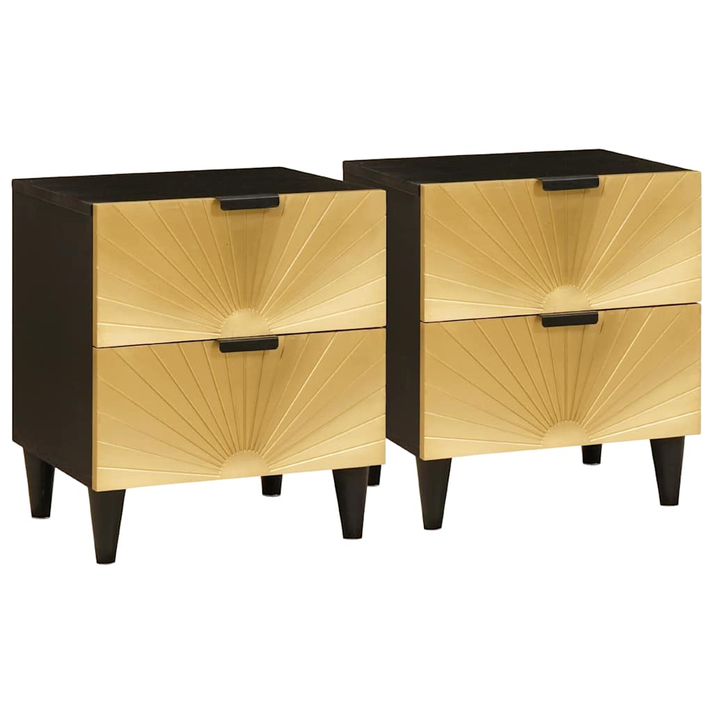 Bedside Cabinet 2 pcs Black and Gold 40 x 33 x 46 cm