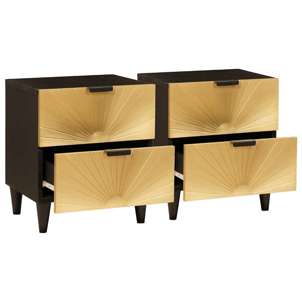 Bedside Cabinet 2 pcs Black and Gold 40 x 33 x 46 cm
