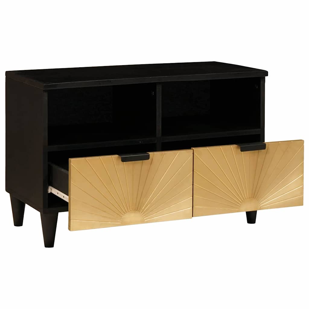 TV Cabinet Black and Gold 70 x 33 x 46 cm Engineered wood