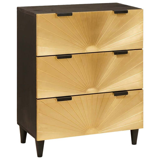 Sideboard Black and Gold 60 x 33 x 75 cm Solid Mango Wood