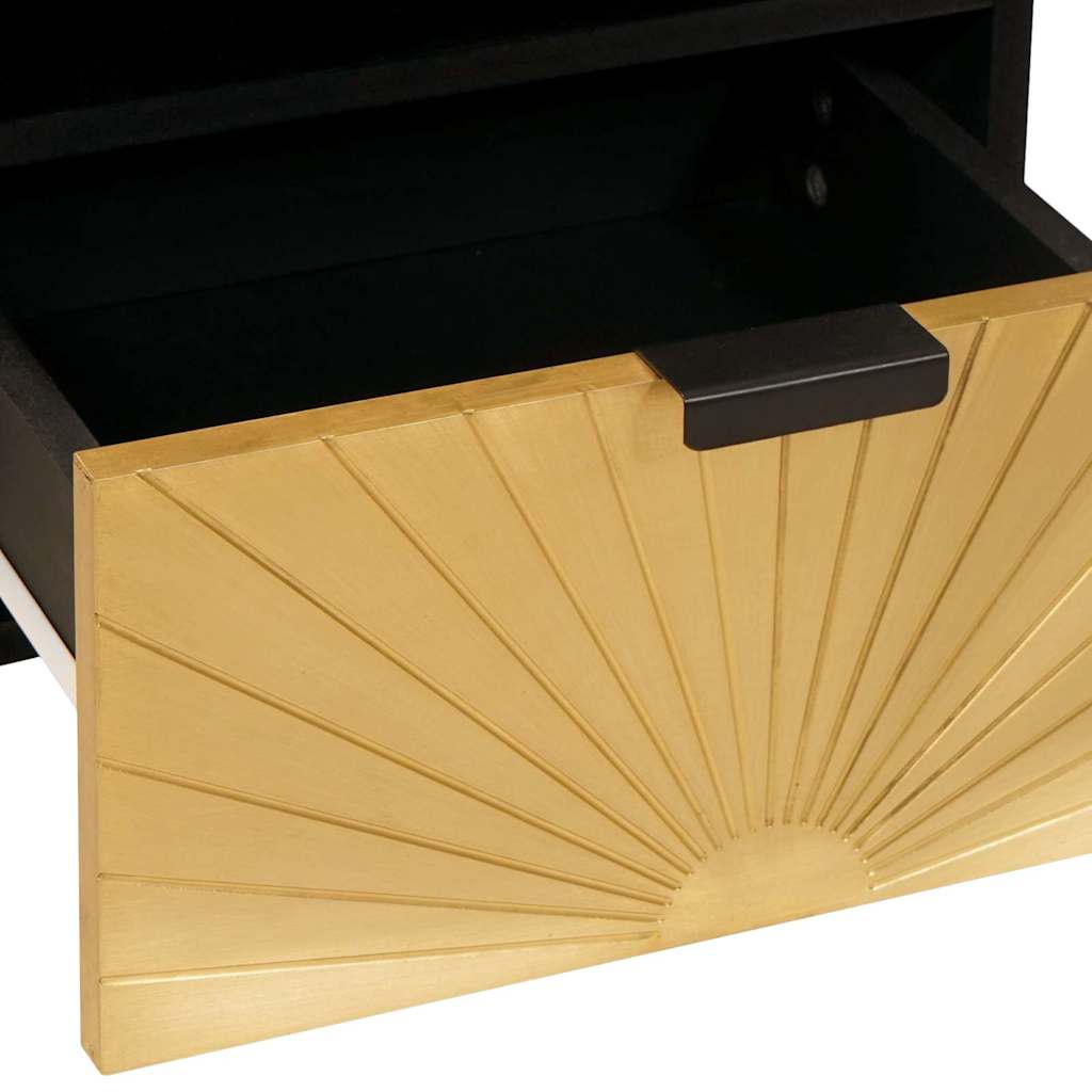 Bedside Cabinet Black and Gold 40 x 33 x 46 cm Engineered Wood