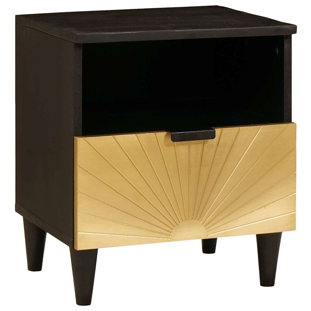 Bedside Cabinet Black and Gold 40 x 33 x 46 cm Engineered Wood